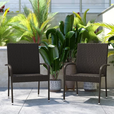 Flash Furniture Maxim Indoor/Outdoor Wicker Dining Chairs With Fade & Weather-Resistant Steel Frames For Patio And Deck 3 Flash Furniture Maxim Indoor/Outdoor Wicker Dining Chairs With Fade & Weather-Resistant Steel Frames For Patio And Deck