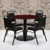 Flash Furniture 36'' Round Laminate Table Set With Round Base And 4 Trapezoidal Back Banquet Chairs