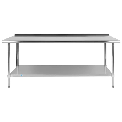 Flash Furniture Stainless Steel 18 Gauge Prep And Work Table With 1.5" Backsplash And Undershelf, NSF 9 Flash Furniture Stainless Steel 18 Gauge Prep And Work Table With 1.5" Backsplash And Undershelf, NSF - Image 7