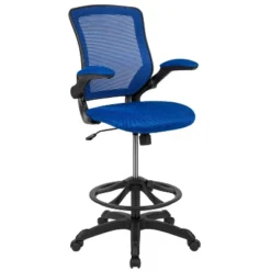 Flash Furniture Mid-Back Mesh Ergonomic Drafting Chair With Adjustable Foot Ring And Flip-Up Arms -Flash Furniture GUEST d9e8bd21 1df6 4f74 8749 e027e047d127