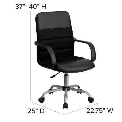 Swivel Task Chair Black Leather/Mesh - Flash Furniture 6 Swivel Task Chair Black Leather/Mesh - Flash Furniture - Image 4