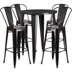 Flash Furniture Commercial Grade 30" Round Metal Indoor-Outdoor Bar Table Set With 4 Cafe Stools -Flash Furniture GUEST da17e255 804e 491e aab6 13b2cfcf6245