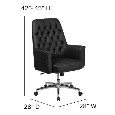 Flash Furniture Mid-Back Traditional Tufted LeatherSoft Executive Swivel Office Chair With Arms 5 Flash Furniture Mid-Back Traditional Tufted LeatherSoft Executive Swivel Office Chair With Arms - Image 3