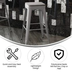 Flash Furniture Cierra Set Of 4 Commercial Grade 30" High Backless Metal Indoor Bar Height Stools With All-Weather Poly Resin Seats 20 Flash Furniture Cierra Set Of 4 Commercial Grade 30" High Backless Metal Indoor Bar Height Stools With All-Weather Poly Resin Seats -Flash Furniture GUEST da5c4251 be3a 4875 98c5 f70b77825296