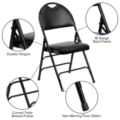 Flash Furniture 4 Pack HERCULES Series Extra Large Ultra-Premium Triple Braced Metal Folding Chair With Easy-Carry Handle -Flash Furniture GUEST dafbc75d 885a 4655 8972 df4b0194c9c7