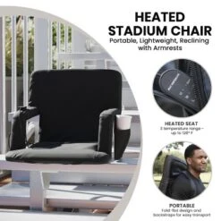 Flash Furniture Malta Portable Heated Reclining Stadium Chair With Armrests, Padded Back & Heated Seat With Dual Storage Pockets And Backpack Straps -Flash Furniture GUEST db004fd5 55b6 4f22 a6e3 2bfc4bc3eec7