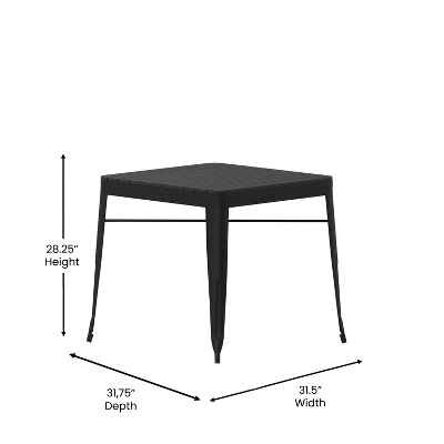 Flash Furniture All-Weather Resin Top Square Table & 4 Metal Chairs With Poly Resin Seats-Black 9 Flash Furniture All-Weather Resin Top Square Table & 4 Metal Chairs With Poly Resin Seats-Black - Image 7
