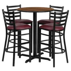 Flash Furniture 30'' Round Laminate Table Set With X-Base And 4 Ladder Back Metal Barstools 19 Flash Furniture 30'' Round Laminate Table Set With X-Base And 4 Ladder Back Metal Barstools -Flash Furniture GUEST dcdb64cd 6031 4836 ace6 f76506428b3d