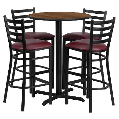 Flash Furniture 30'' Round Laminate Table Set With X-Base And 4 Ladder Back Metal Barstools 8 Flash Furniture 30'' Round Laminate Table Set With X-Base And 4 Ladder Back Metal Barstools - Image 6