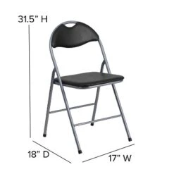 Flash Furniture 4 Pack HERCULES Series Black Vinyl Metal Folding Chair With Carrying Handle -Flash Furniture GUEST dcefb1d5 476c 443a 9d15 42843559051b