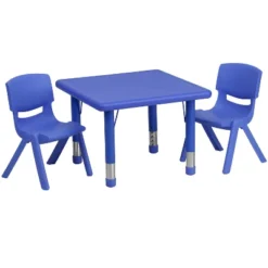 Flash Furniture 24" Square Plastic Height Adjustable Activity Table Set With 2 Chairs -Flash Furniture GUEST ddb30316 5d61 442f b6dc b920b4a86ddc