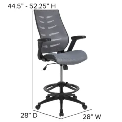 Flash Furniture High Back Mesh Spine-Back Ergonomic Drafting Chair With Adjustable Foot Ring And Adjustable Flip-Up Arms -Flash Furniture GUEST ddd1899c 7c8e 4d8d ae07 79898327f965