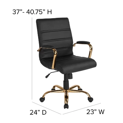Flash Furniture Mid-Back Executive Swivel Office Chair With Metal Frame And Arms 5 Flash Furniture Mid-Back Executive Swivel Office Chair With Metal Frame And Arms - Image 3