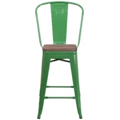 Flash Furniture 24" High Metal Counter Height Stool With Back And Wood Seat -Flash Furniture GUEST de4595d5 306d 4aa9 a175 f89ff333ba68