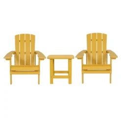 Flash Furniture 2 Pack Charlestown All-Weather Poly Resin Wood Adirondack Chairs With Side Table -Flash Furniture GUEST dee0377a 7c74 41cb a5b1 84de029d3777