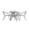 Flash Furniture Lila 31.5'' Round Glass Metal Table With 4 Metal Aluminum Slat Stack Chairs -Flash Furniture GUEST dee32d54 33db 40df 9fff 4d0d99d391da