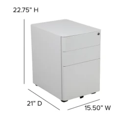 Flash Furniture Modern 3-Drawer Mobile Locking Filing Cabinet With Anti-Tilt Mechanism And Hanging Drawer For Legal & Letter Files -Flash Furniture GUEST df2d88db 150f 4c04 a505 d0483b1c06ae