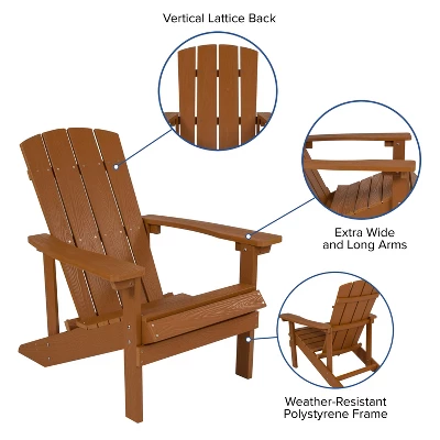 Flash Furniture Charlestown Set Of 2 All-Weather Poly Resin Wood Adirondack Chairs With Cushions For Deck, Porch, And Patio 9 Flash Furniture Charlestown Set Of 2 All-Weather Poly Resin Wood Adirondack Chairs With Cushions For Deck, Porch, And Patio - Image 7
