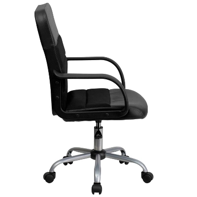 Swivel Task Chair Black Leather/Mesh - Flash Furniture 3 Swivel Task Chair Black Leather/Mesh - Flash Furniture