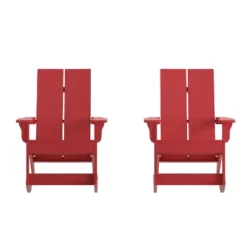 Flash Furniture Finn Modern Commercial Grade All-Weather 2-Slat Poly Resin Rocking Adirondack Chair With Rust Resistant Stainless Steel Hardware - Set Of 2 -Flash Furniture GUEST e0dad936 da16 4454 9b25 a3e63b5a74e9