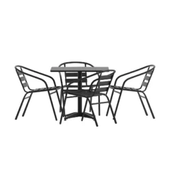 Flash Furniture Lila 31.5'' Square Aluminum Indoor-Outdoor Table Set With 4 Slat Back Chairs -Flash Furniture GUEST e1777872 af18 45d7 9e21 60a5b067dc14