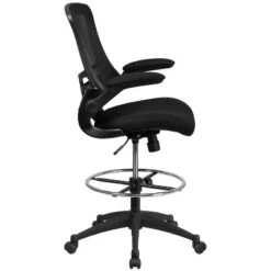 Flash Furniture Mid-Back Black Mesh Ergonomic Drafting Chair With Adjustable Foot Ring And Flip-Up Arms -Flash Furniture GUEST e1b9ba26 dd64 431a affe d841aa24466d