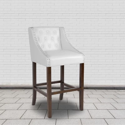 Flash Furniture Carmel Series 30" High Transitional Tufted Walnut Barstool With Accent Nail Trim 3 Flash Furniture Carmel Series 30" High Transitional Tufted Walnut Barstool With Accent Nail Trim