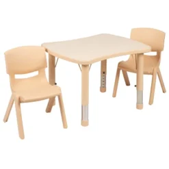 Flash Furniture 21.875"W X 26.625"L Rectangular Plastic Height Adjustable Activity Table Set With 2 Chairs -Flash Furniture GUEST e1ffdc84 da79 49a4 a75d c76f0fd4b209