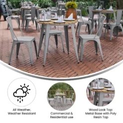 Flash Furniture Declan Commercial Grade Indoor/Outdoor Dining Table, 30" Round All Weather Poly Resin Top With Steel Base -Flash Furniture GUEST e29d4e7c a7d8 4d32 86bf 3c8b1b0e83ca