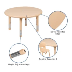 Flash Furniture 33" Round Plastic Height Adjustable Activity Table Set With 2 Chairs 15 Flash Furniture 33" Round Plastic Height Adjustable Activity Table Set With 2 Chairs -Flash Furniture GUEST e2f76977 b994 438d ba3b 3611e738f249