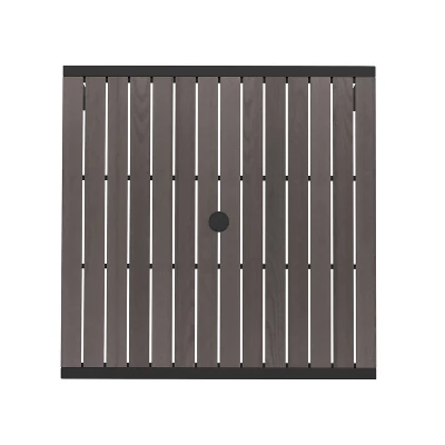 Flash Furniture Lark Outdoor Dining Table With Synthetic Gray Wash Teak Poly Slats - 35" Square Steel Framed Restaurant Table With Umbrella Hole 8 Flash Furniture Lark Outdoor Dining Table With Synthetic Gray Wash Teak Poly Slats - 35" Square Steel Framed Restaurant Table With Umbrella Hole - Image 6