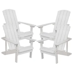 Flash Furniture Set Of 4 Charlestown All-Weather Poly Resin Wood Adirondack Chairs -Flash Furniture GUEST e3da5669 eedc 45c4 8cca 5fc51f67ca61