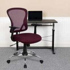 Flash Furniture 27 Flash Furniture Mid-Back Mesh Swivel Task Office Chair With Chrome Base And Arms