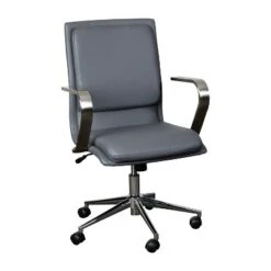 Flash Furniture James Mid-Back Designer Executive Upholstered Office Chair With Brushed Metal Base And Arms -Flash Furniture GUEST e4080afa 6bcd 41a8 893a e55ed6e46d52