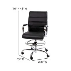 Flash Furniture Mid-Back LeatherSoft Drafting Chair With Adjustable Foot Ring And Chrome Base -Flash Furniture GUEST e40f5012 a45b 4212 919e a2cbeaa5c8e4