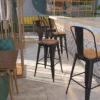 Flash Furniture 30" High Metal Barstool With Back And Wood Seat
