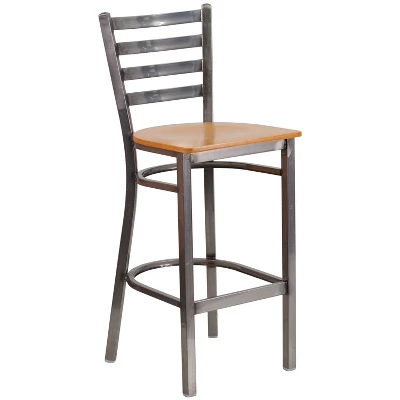 Flash Furniture Clear Coated Ladder Back Metal Restaurant Barstool 12 Flash Furniture Clear Coated Ladder Back Metal Restaurant Barstool - Image 10