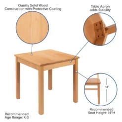 Flash Furniture Kids Natural Solid Wood Table And Chair Set For Classroom, Playroom, Kitchen -Flash Furniture GUEST e5a73c9b d6bc 4c93 914c a3c34aa32636