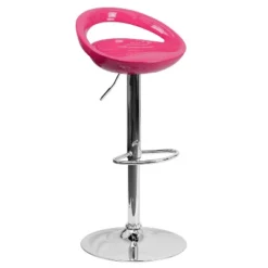 Flash Furniture Contemporary Plastic Adjustable Height Barstool With Rounded Cutout Back And Chrome Base -Flash Furniture GUEST e5b33ca1 57ed 4b4b 8a72 e4db5104ca0a