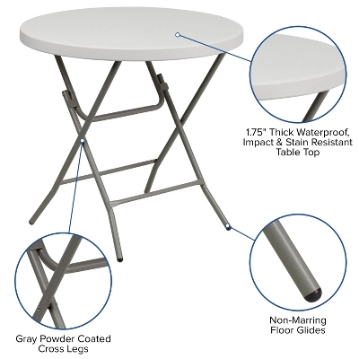 Flash Furniture 2.63-Foot Round Granite White Plastic Folding Table 4 Flash Furniture 2.63-Foot Round Granite White Plastic Folding Table - Image 2