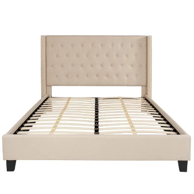 Flash Furniture Riverdale Queen Size Tufted Upholstered Platform Bed In Beige Fabric 5 Flash Furniture Riverdale Queen Size Tufted Upholstered Platform Bed In Beige Fabric - Image 3