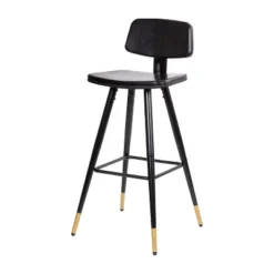 Flash Furniture Kora Commercial Grade Low Back Barstools-LeatherSoft Upholstery-Iron Frame-Integrated Footrest-Gold Tipped Legs-Set Of 2 -Flash Furniture GUEST e6b279e8 d11b 41a8 bdb1 fb2435ea1d87