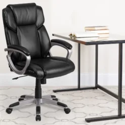 Flash Furniture 49 Flash Furniture Mid-Back LeatherSoftSoft Executive Swivel Office Chair With Padded Arms