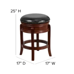 Flash Furniture 24'' High Backless Wood Counter Height Stool With Carved Apron And LeatherSoftSoft Swivel Seat -Flash Furniture GUEST e74630a3 a2f0 4750 8789 6e0878688970