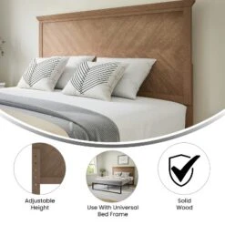 Flash Furniture Fiona Herring Bone Wooden Adjustable Headboard For Universal Metal Bed Frames -Flash Furniture GUEST e7c61e8c 46ca 4300 ae76 1751077bd96c