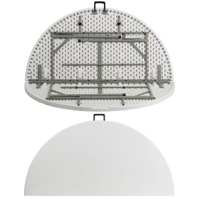 Flash Furniture 5-Foot Round Bi-Fold White Plastic Folding Table With Carrying Handle 5 Flash Furniture 5-Foot Round Bi-Fold White Plastic Folding Table With Carrying Handle - Image 3