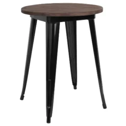 Flash Furniture 24" Round Metal Indoor Table With Rustic Wood Top -Flash Furniture GUEST e808f76f b488 4f38 9503 9fb51836c741