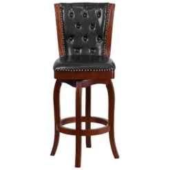 Flash Furniture 30'' High Wood Barstool With Button Tufted Back And LeatherSoft Swivel Seat -Flash Furniture GUEST e88f7f0c f0c5 41c7 a2dc 73a637e8779e