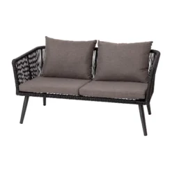 Flash Furniture Kierra Black All-Weather 4-Piece Woven Conversation Set With Gray Zippered Removable Cushions & Metal Coffee Table -Flash Furniture GUEST e9532dc1 842b 45c0 b6f4 a5702d6d7f5c