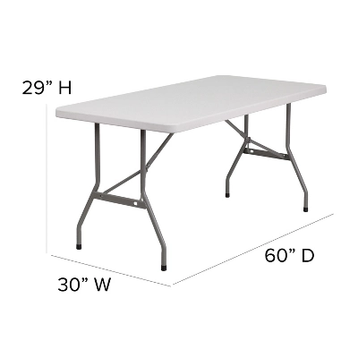 Flash Furniture 5-Foot Granite White Plastic Folding Table 4 Flash Furniture 5-Foot Granite White Plastic Folding Table - Image 2